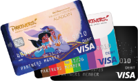 a picture of 3 debit cards with designs